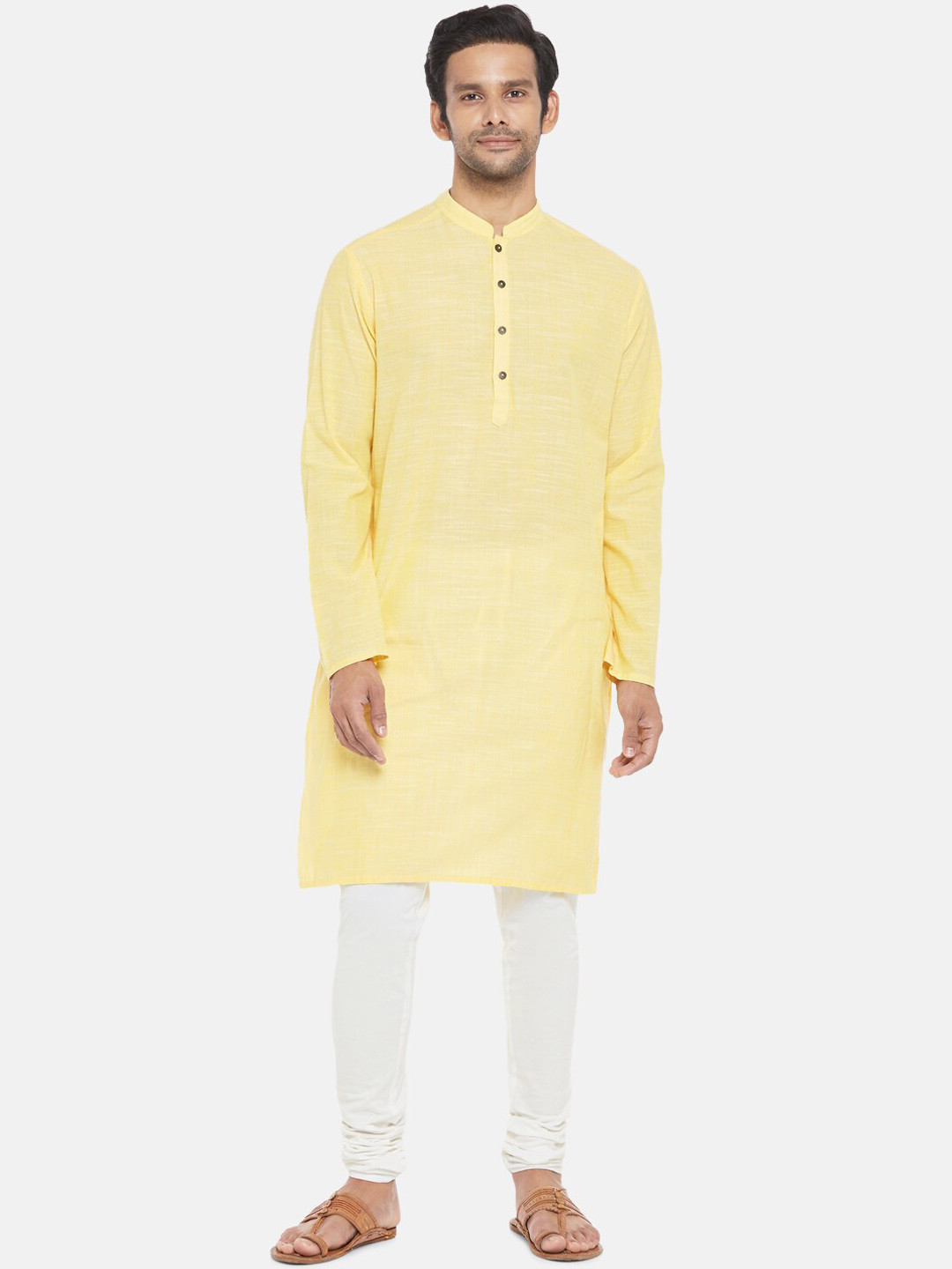 

indus route by Pantaloons Men Yellow Kurta