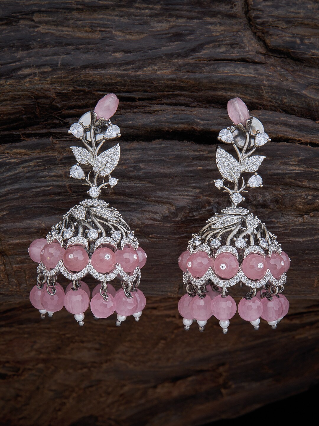 

Kushal's Fashion Jewellery Women Pink & White Floral Jhumkas Earrings