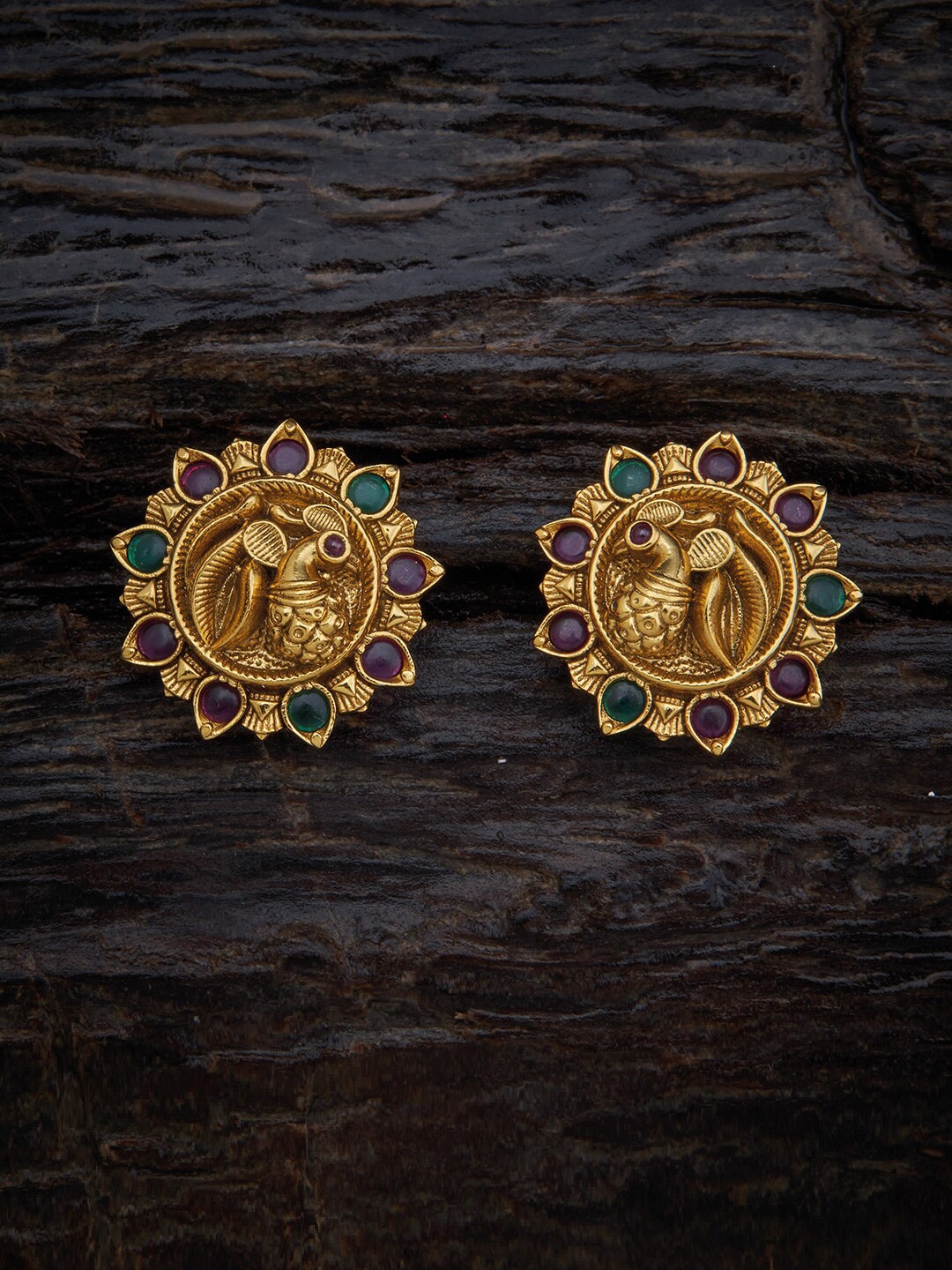 

Kushal's Fashion Jewellery Red Circular Studs Earrings