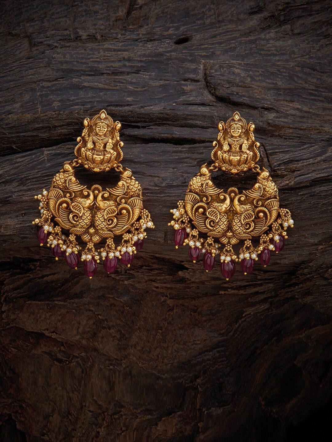 

Kushal's Fashion Jewellery Women Gold-Plated & Red Classic Drop Earrings