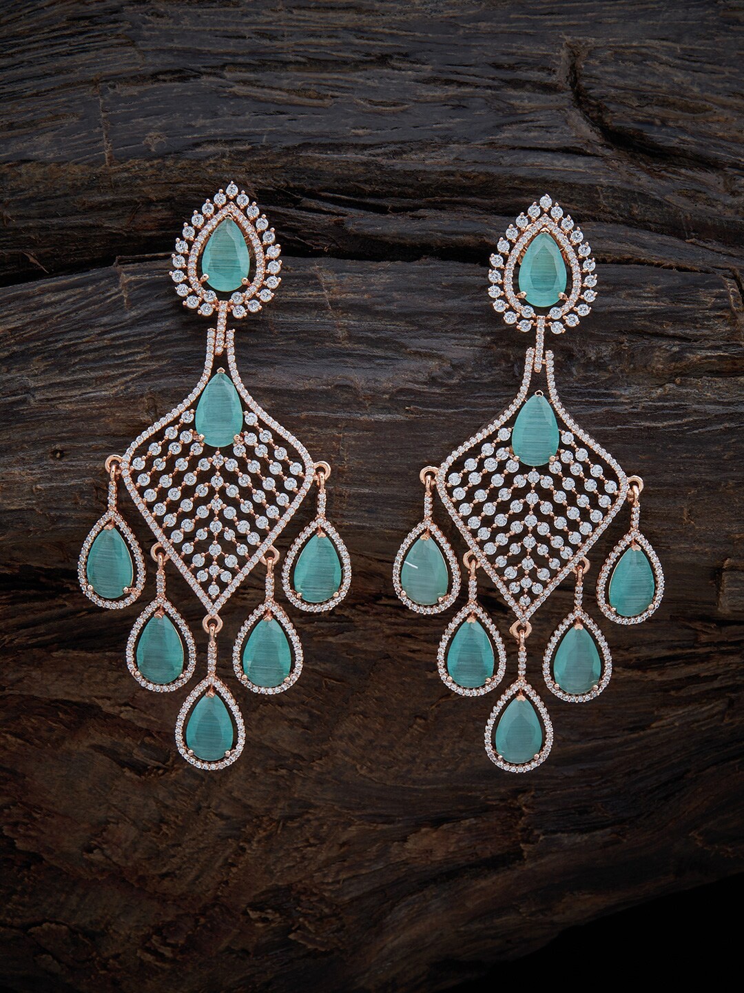 

Kushal's Fashion Jewellery Women Sea Green Teardrop Shaped Drop Earrings