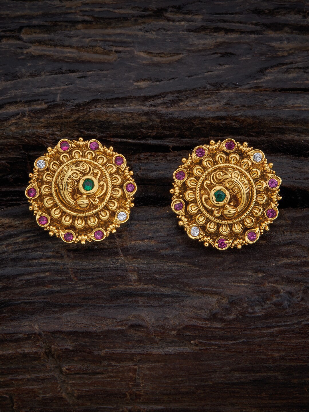 

Kushal's Fashion Jewellery Red Circular Studs Earrings