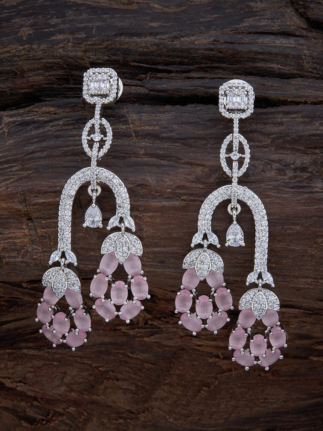 

Kushal's Fashion Jewellery Women Silver-Plated & Pink Contemporary Drop Earrings