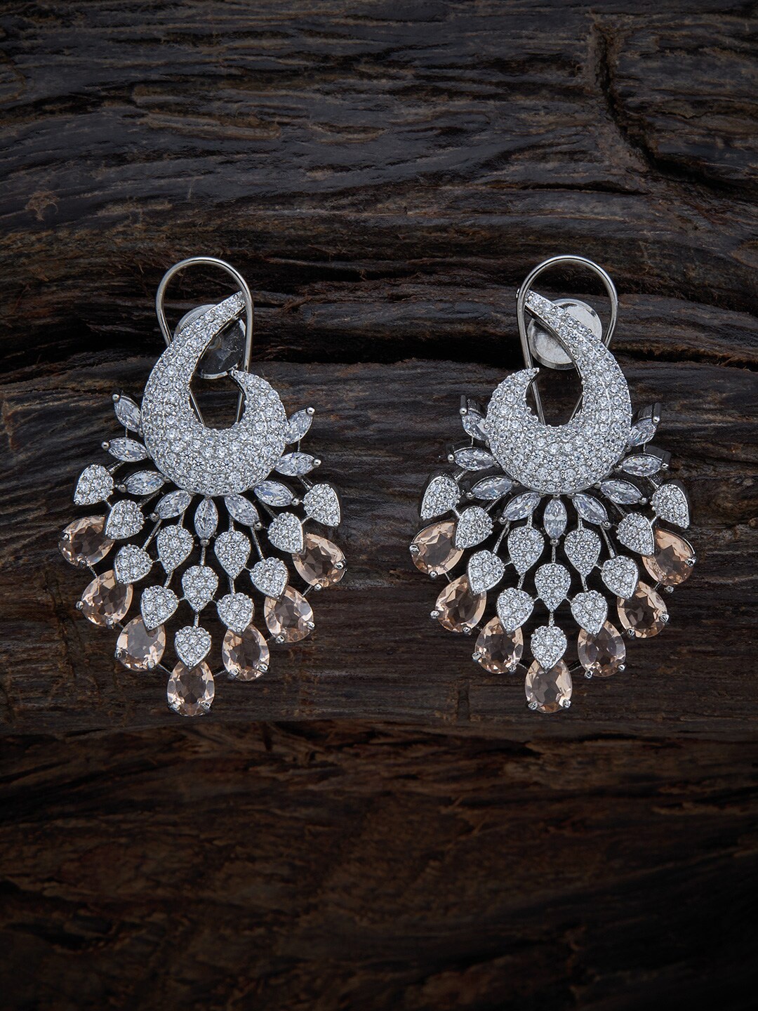 

Kushal's Fashion Jewellery Rhodium-Plated Silver-Toned Paisley Shaped Drop Earrings