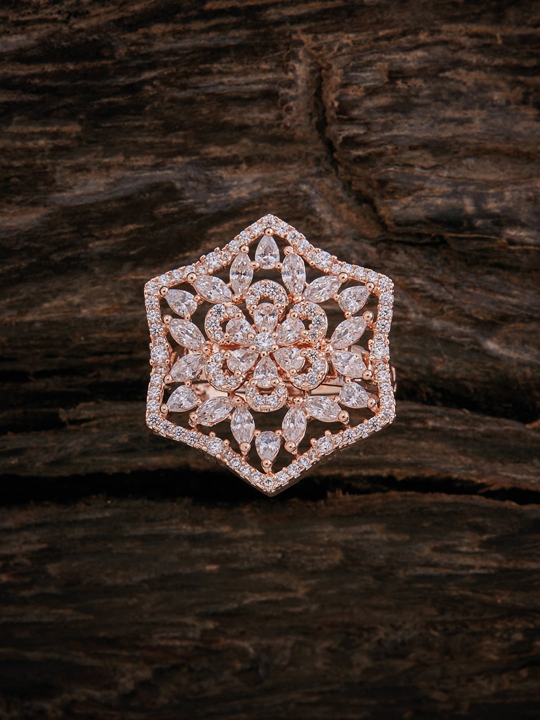 

Kushal's Fashion Jewellery Rose Gold-Plated White Cubic Zirconia Finger Ring