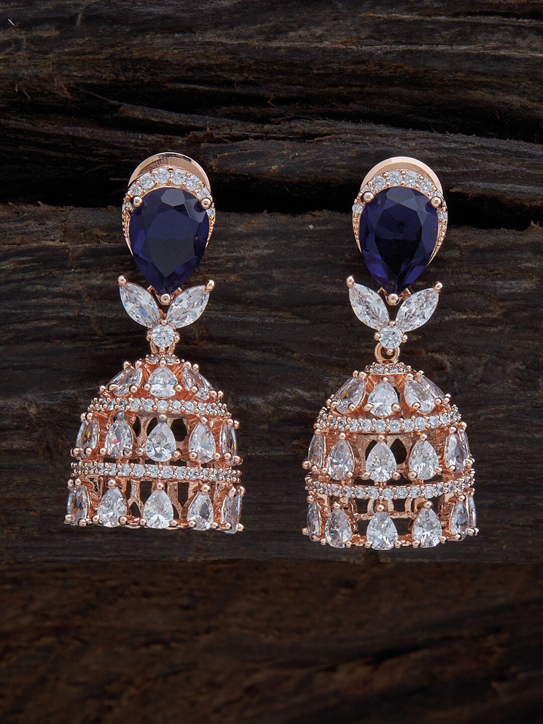 

Kushal's Fashion Jewellery Blue & White Dome Shaped Studs Earrings