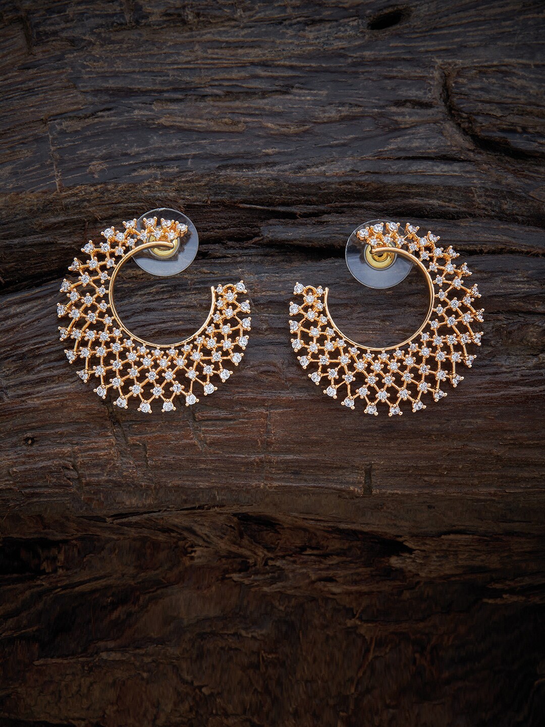 

Kushal's Fashion Jewellery Gold-Plated White Circular Studs Earrings