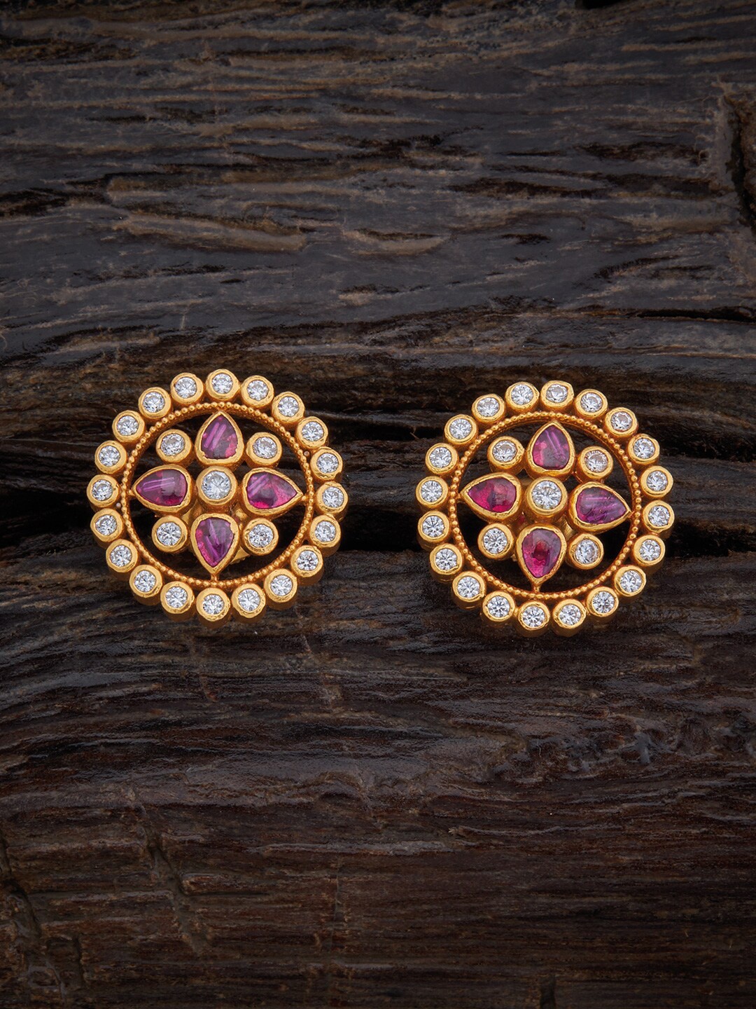 

Kushal's Fashion Jewellery Red & White Circular Studs Earrings