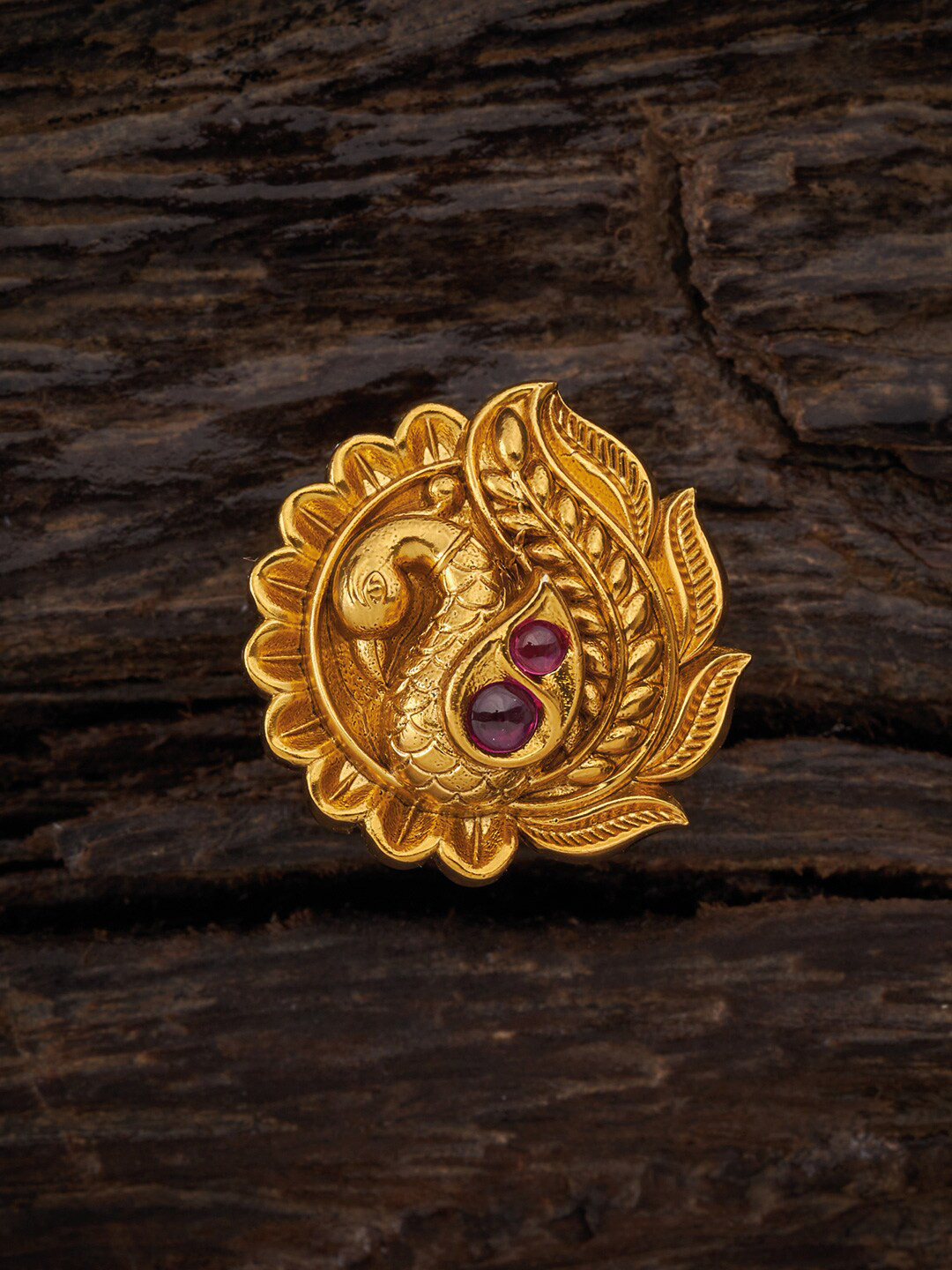 

Kushal's Fashion Jewellery Gold-Toned & Red Stone-Studded Finger Ring