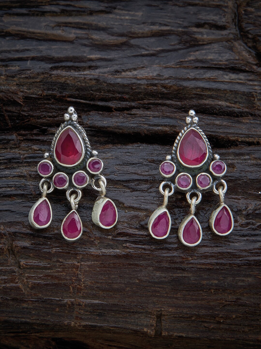 

Kushal's Fashion Jewellery Purple Teardrop Shaped Drop Earrings