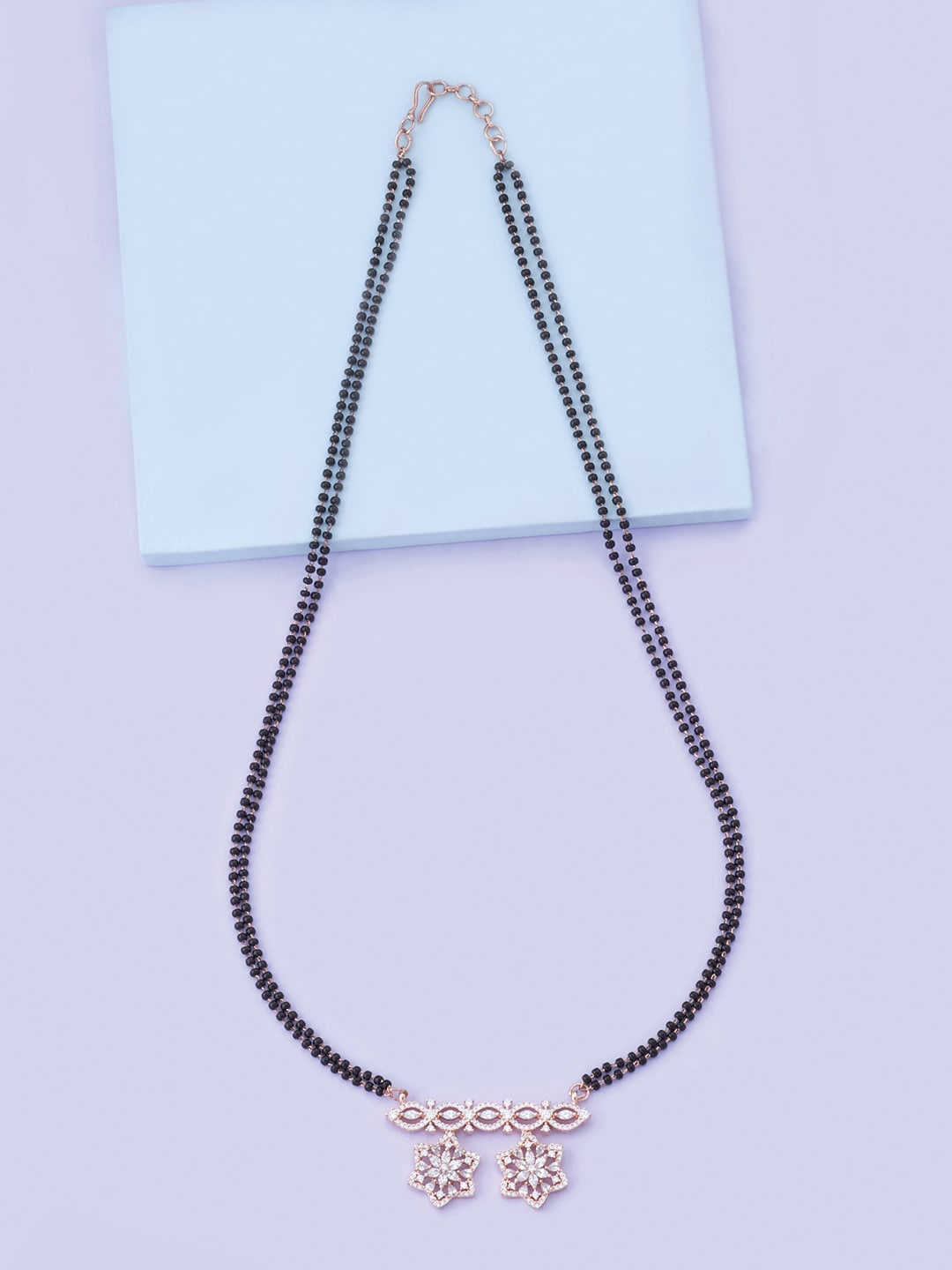 

Kushal's Fashion Jewellery Rose-Gold Plated White Artificial Stones Studded Mangalsutra