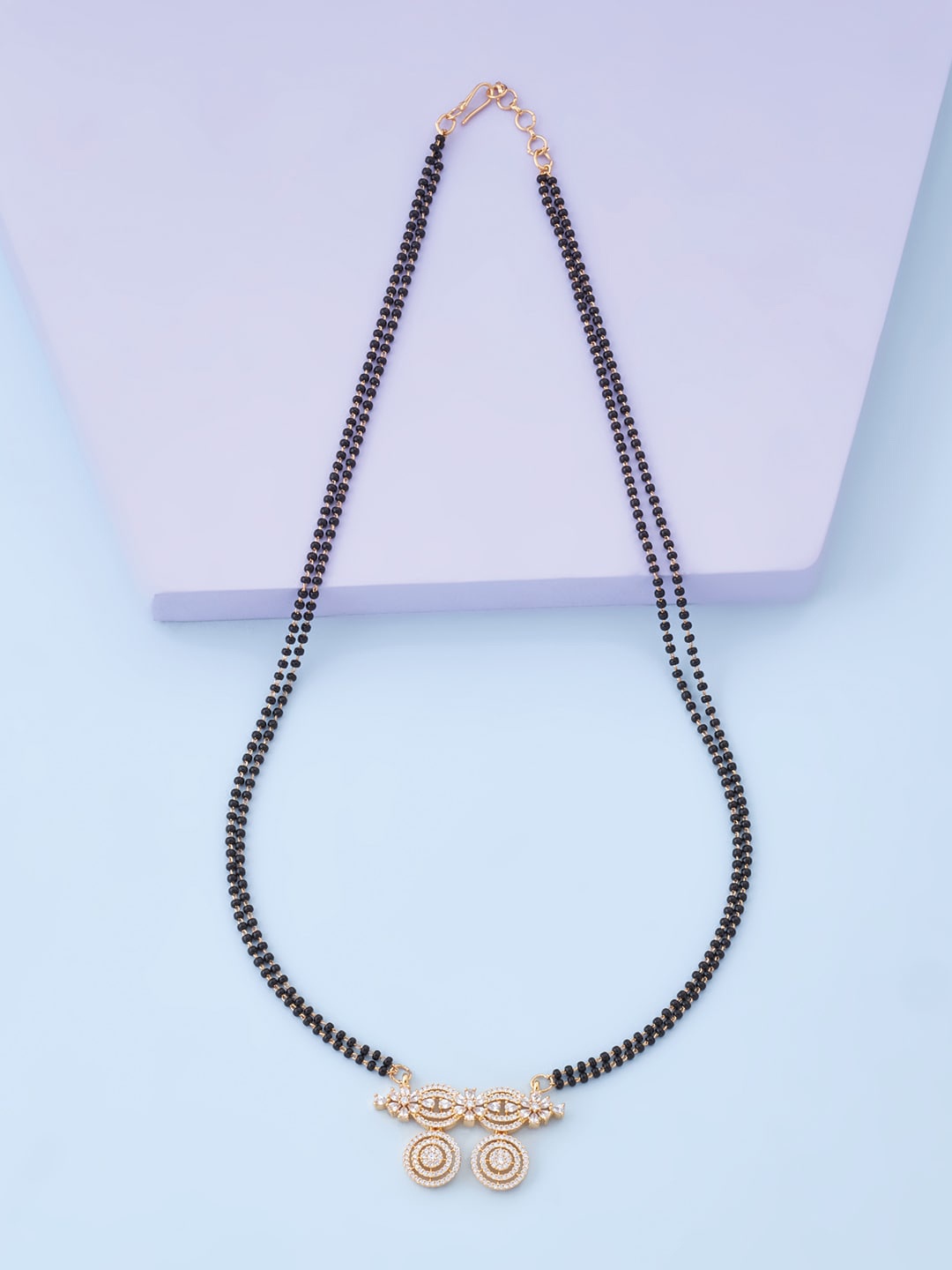 

Kushal's Fashion Jewellery Gold-Plated White CZ-Studded Mangalsutra