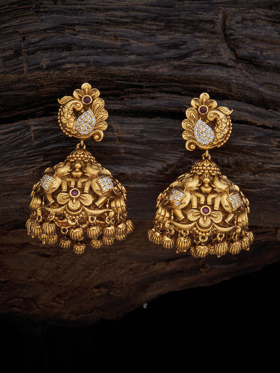 

Kushal's Fashion Jewellery Women Gold Plated Green Classic Jhumkas Earrings