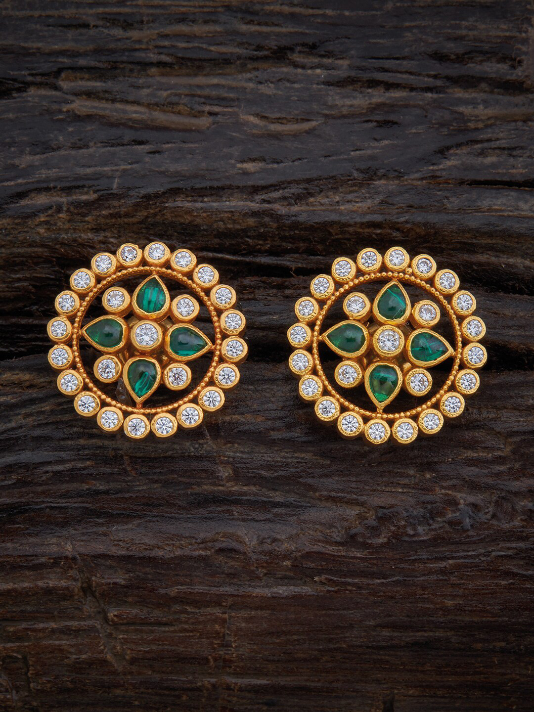 

Kushal's Fashion Jewellery Green & White Circular Studs Earrings