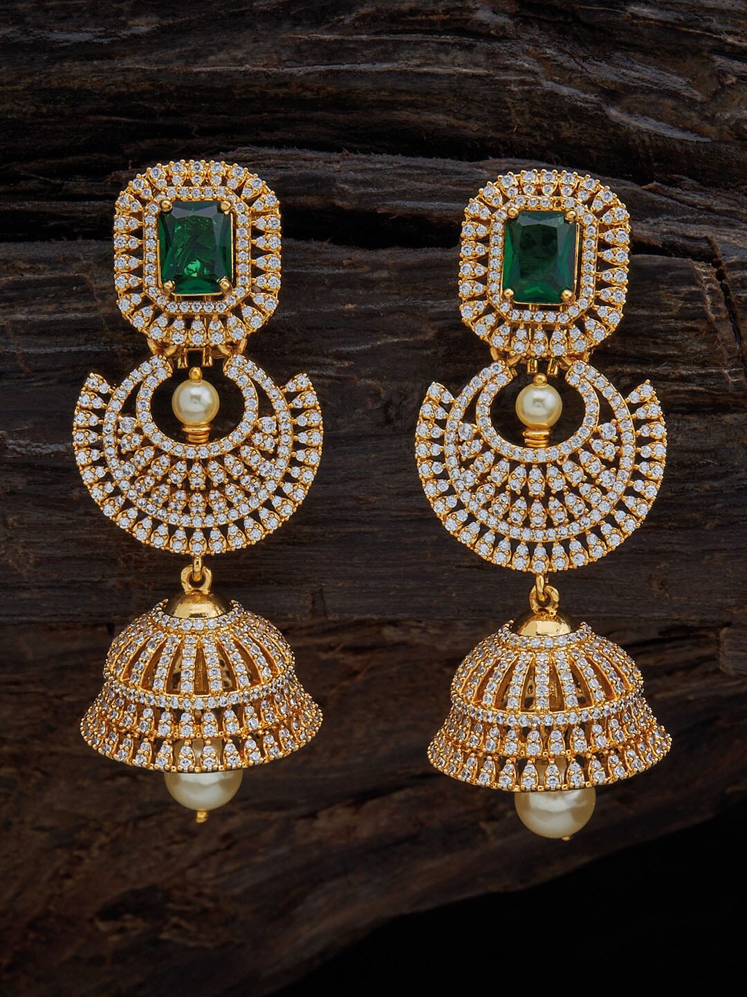 

Kushal's Fashion Jewellery Women Green Crescent Shaped Jhumkas Earrings