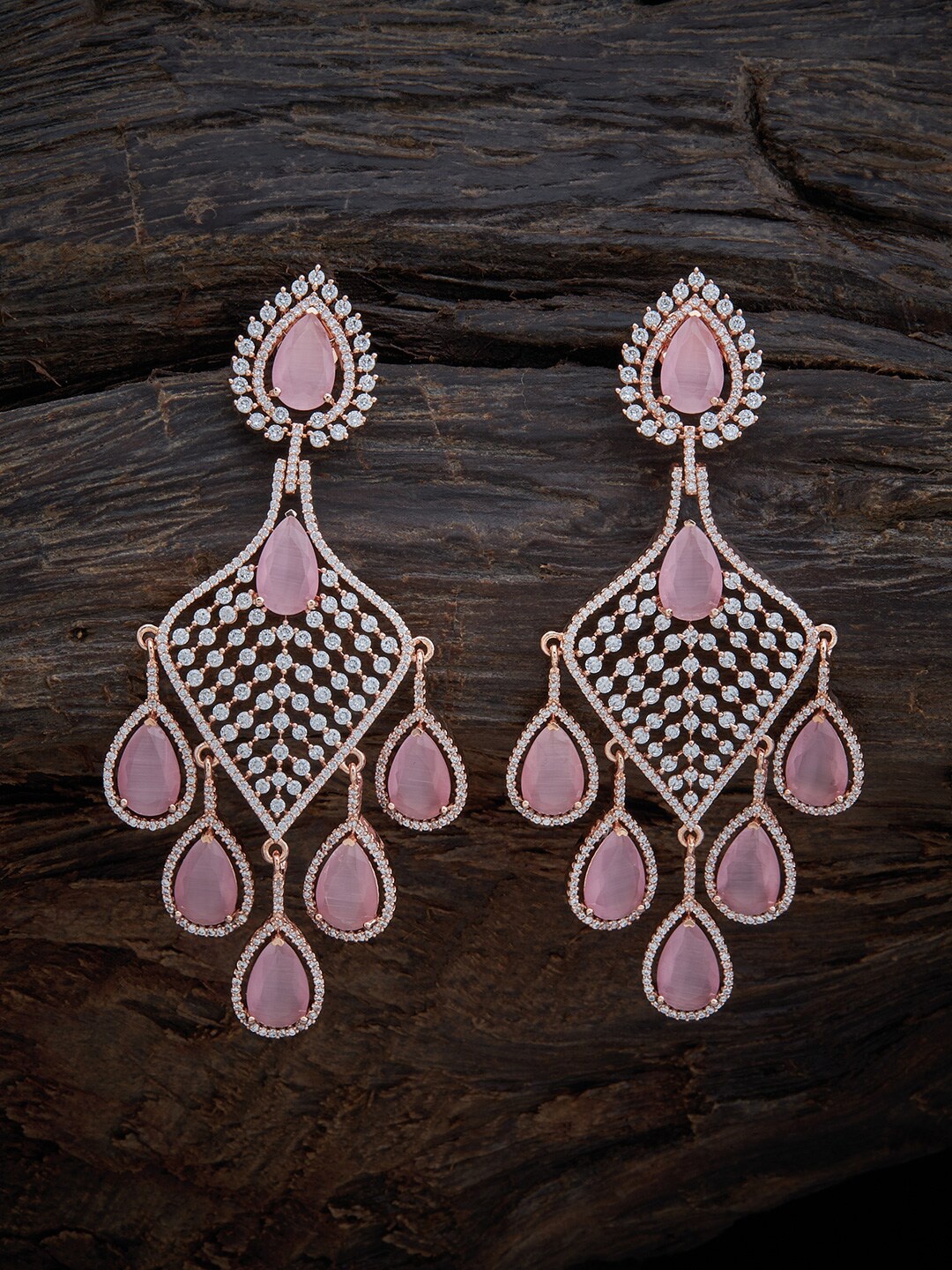 

Kushal's Fashion Jewellery Pink & White Leaf Shaped Drop Earrings
