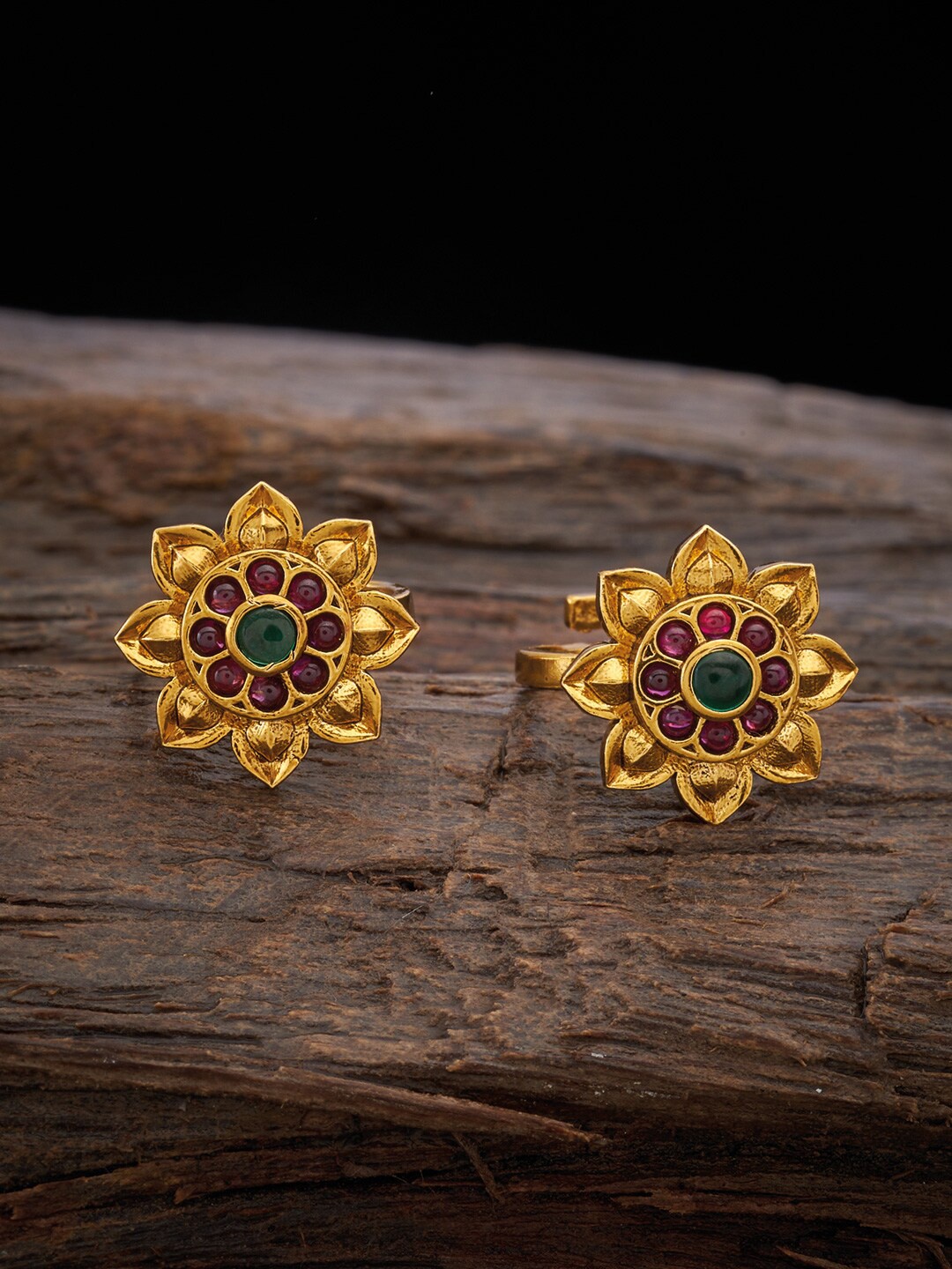 

Kushal's Fashion Jewellery Gold-Toned & Red Stone-Studded Toe Rings