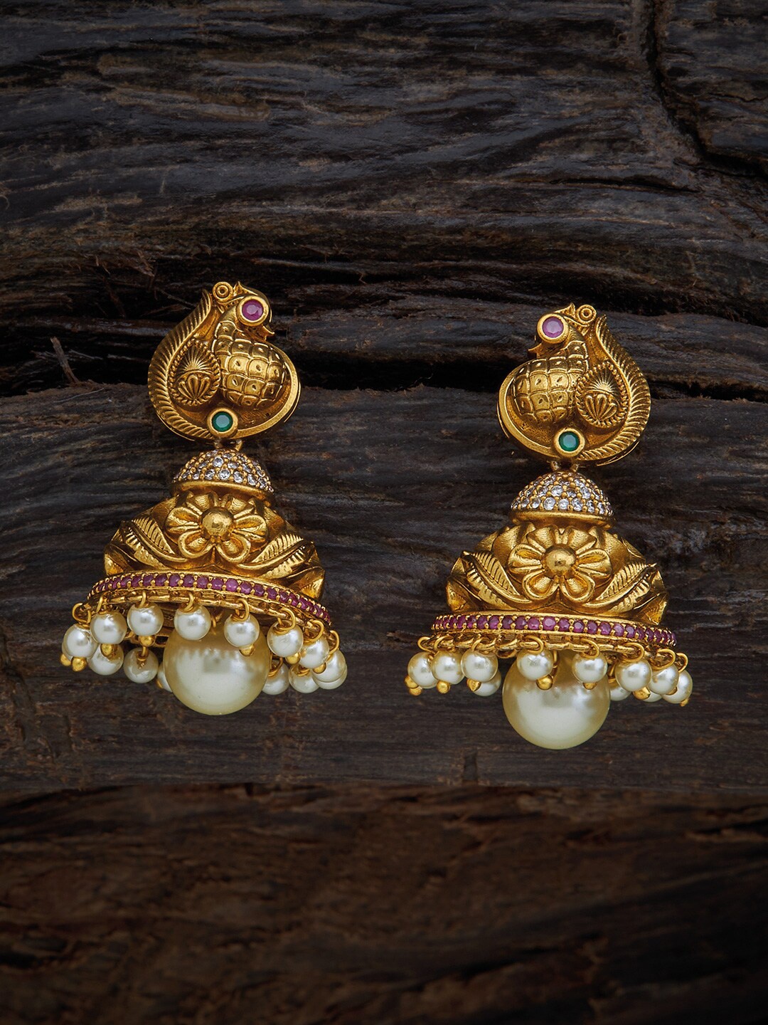 

Kushal's Fashion Jewellery Women Red & Green Classic Jhumkas Earrings
