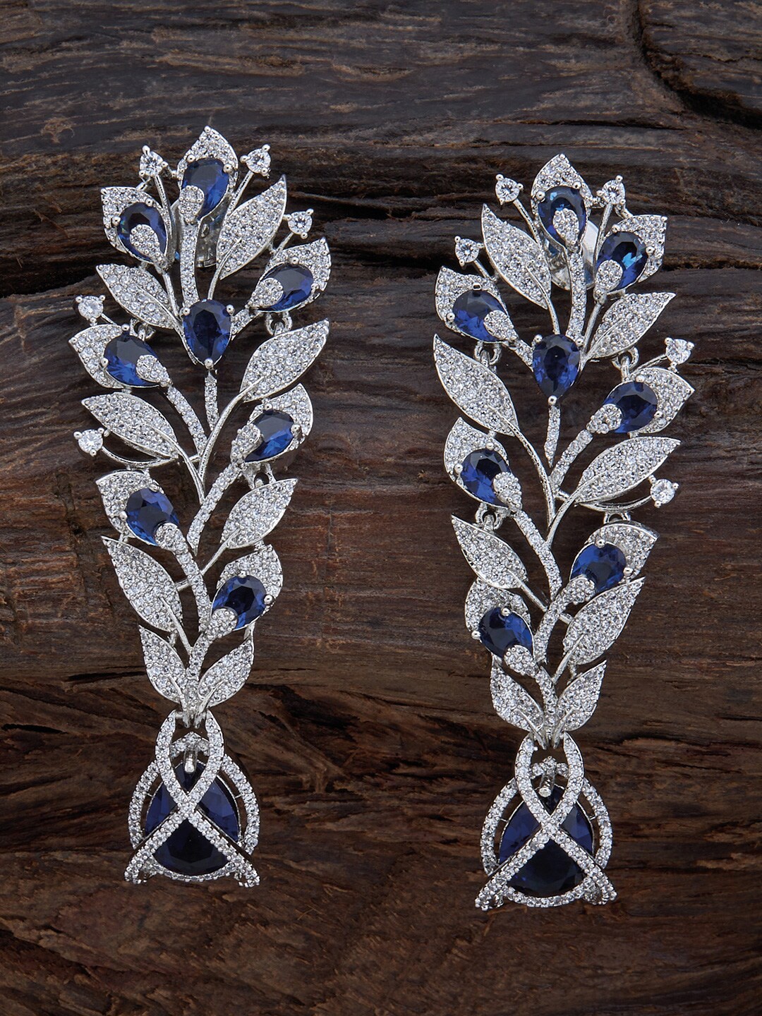

Kushal's Fashion Jewellery Women Blue Leaf Shaped Drop Earrings