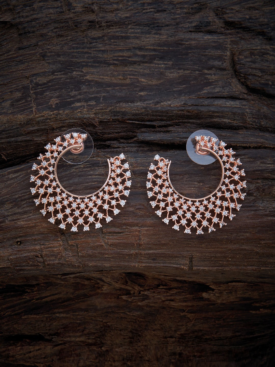 

Kushal's Fashion Jewellery Rose-Gold Plated White Contemporary Studs Earrings