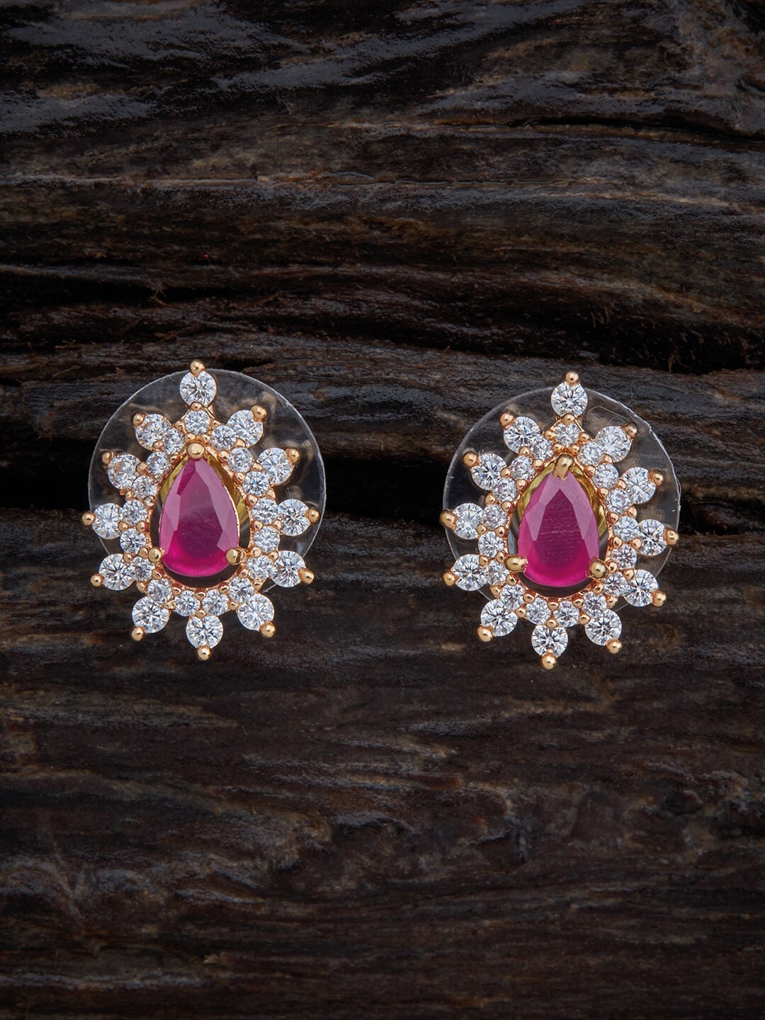 

Kushal's Fashion Jewellery Rose & Gold Plated Teardrop Shaped Studs Earrings
