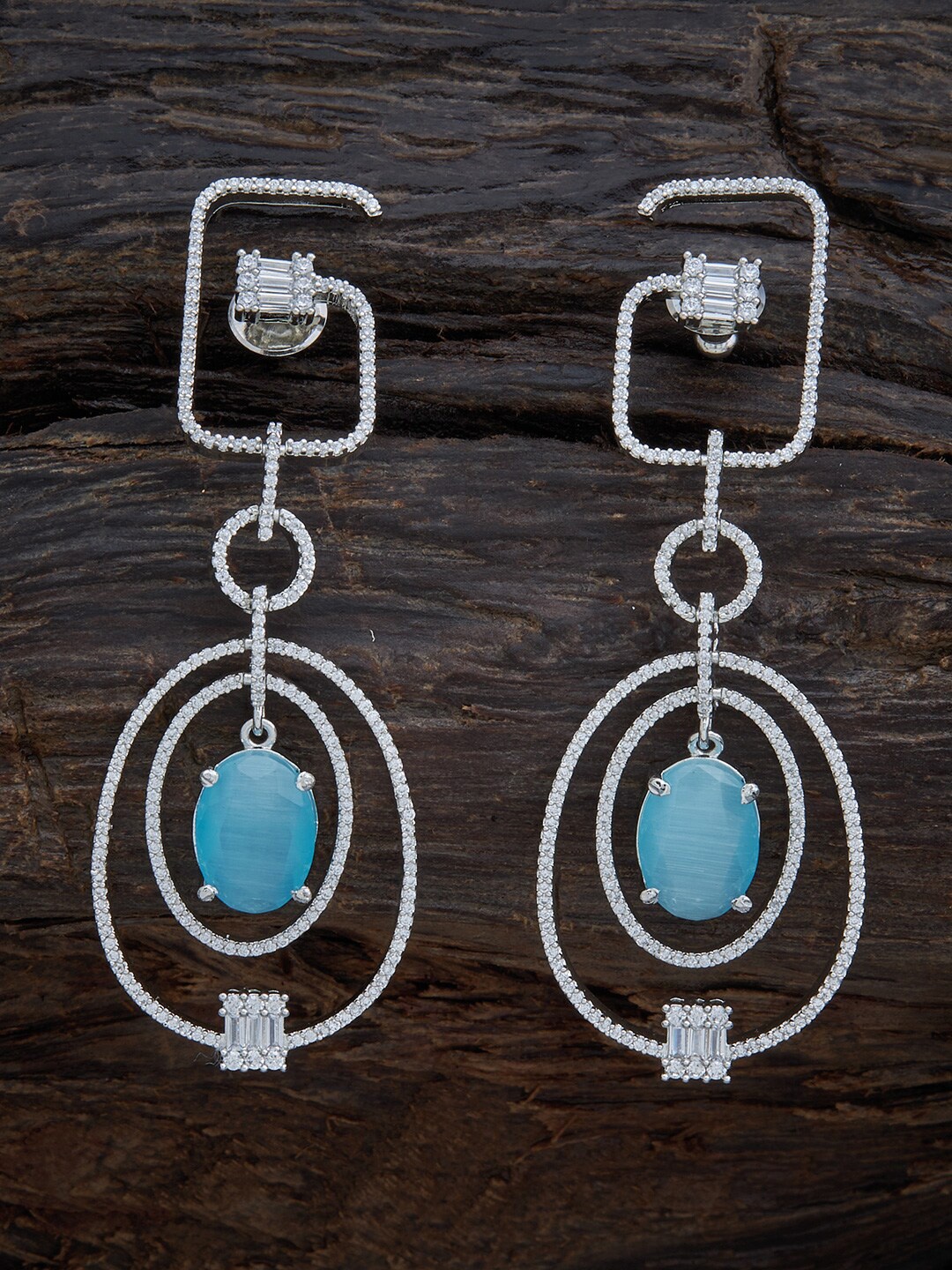 

Kushal's Fashion Jewellery Blue Oval Drop Earrings