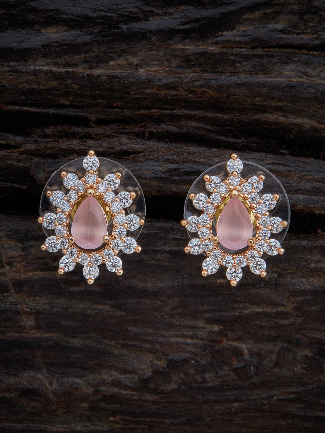 

Kushal's Fashion Jewellery Pink Teardrop Shaped Studs Earrings