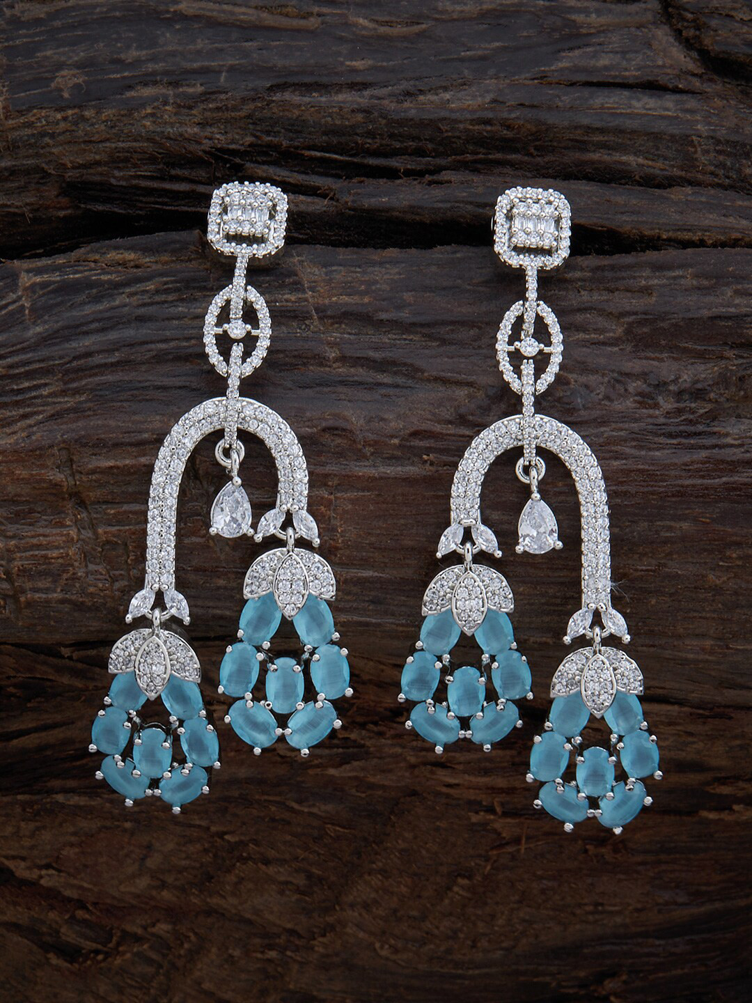 

Kushal's Fashion Jewellery Sea Green Contemporary Cubic Zirconia Drop Earrings