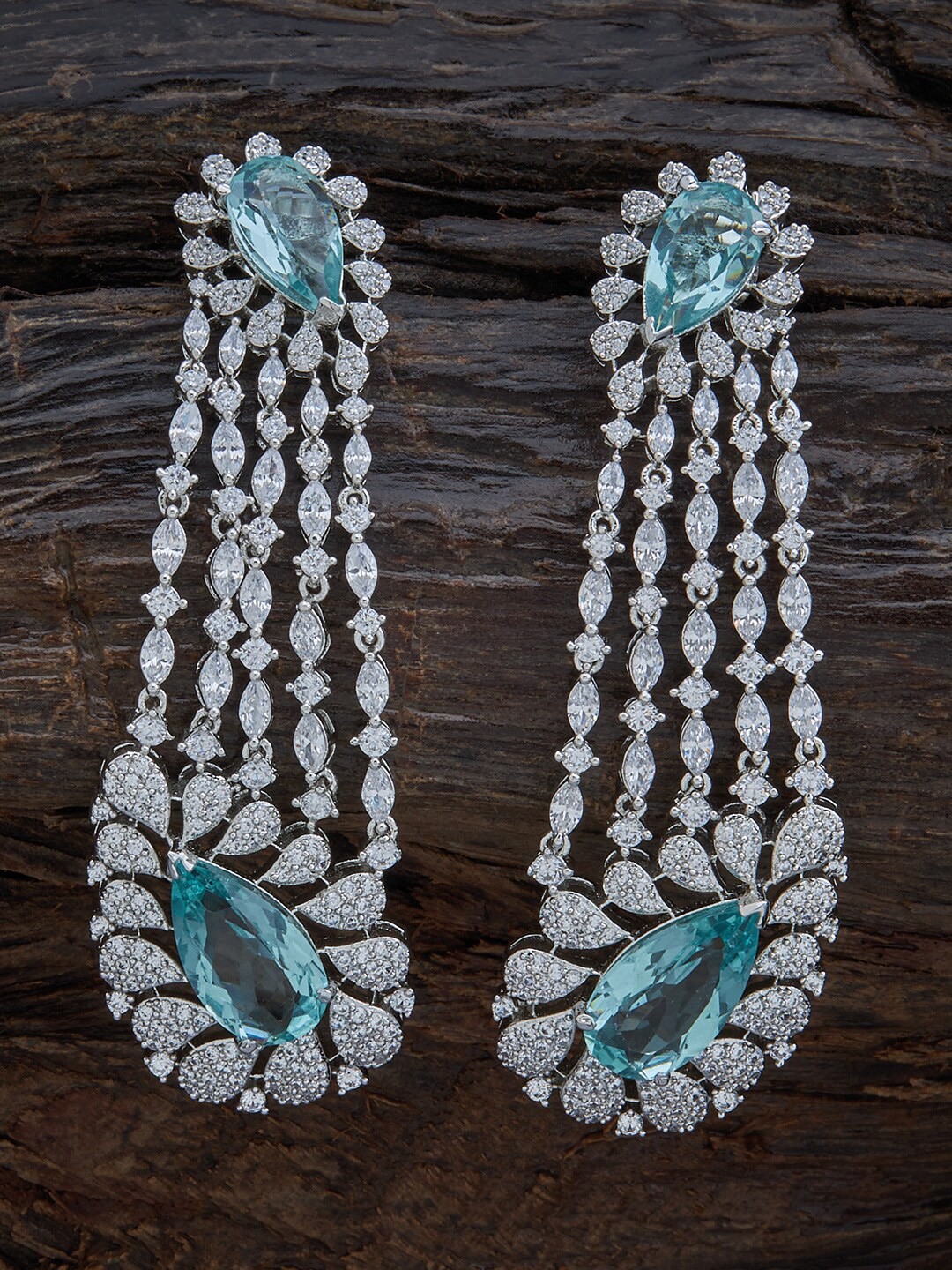 

Kushal's Fashion Jewellery Sea Green & Silver Rhodium Plated Contemporary Drop Earrings