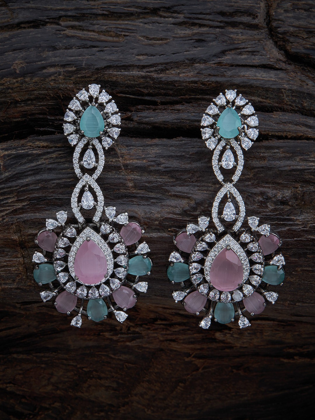 

Kushal's Fashion Jewellery Silver-Toned & Pink Floral Drop Earrings