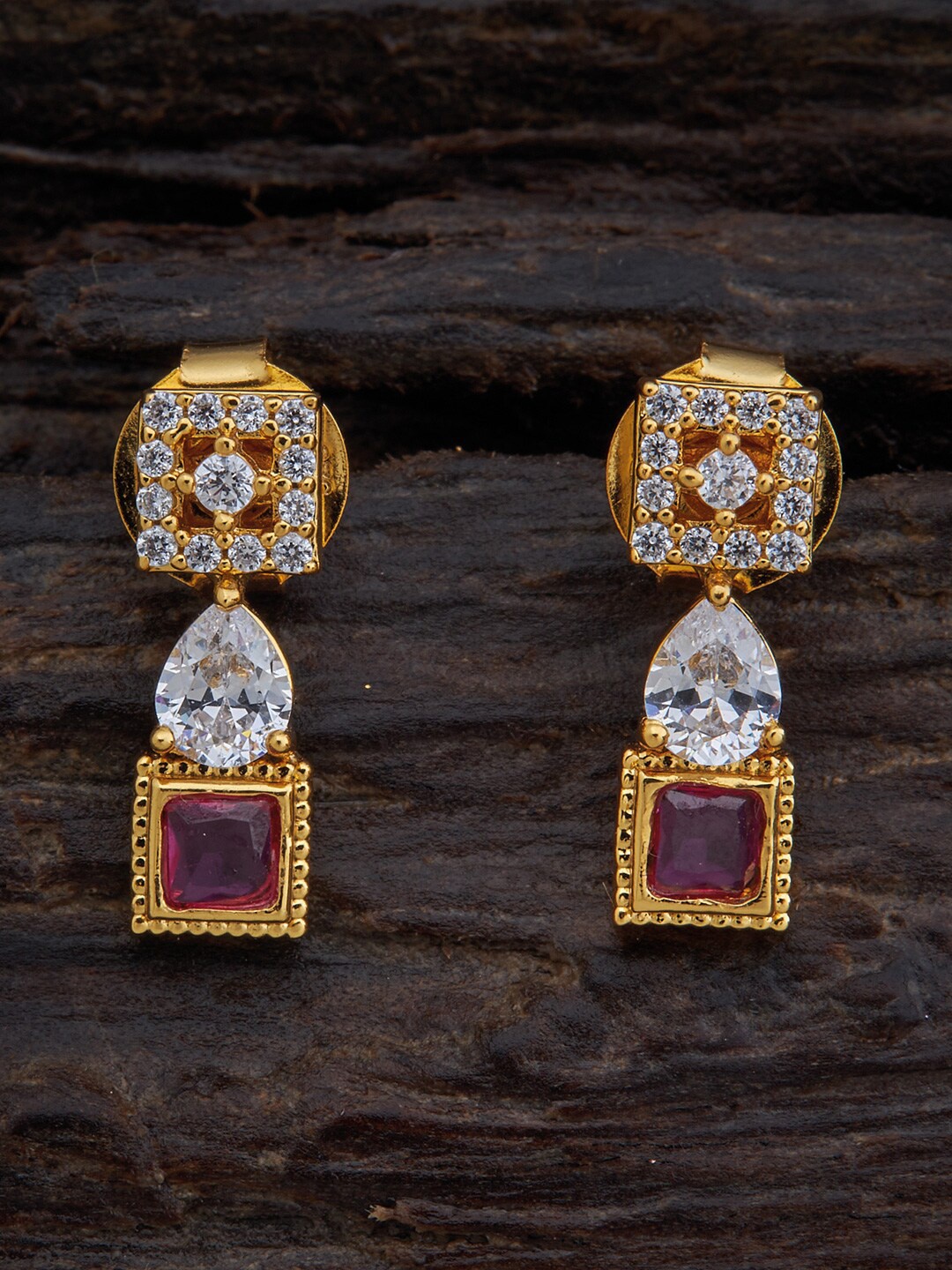 

Kushal's Fashion Jewellery Red & White Gold-Plated Classic Drop Earrings