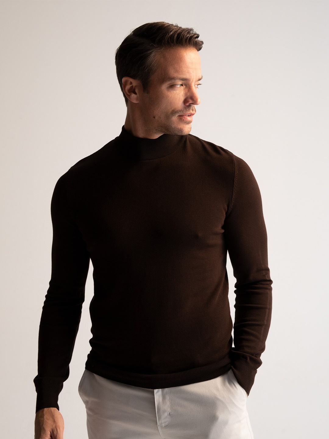 

DeFacto Men Brown Turtle Neck Pullover