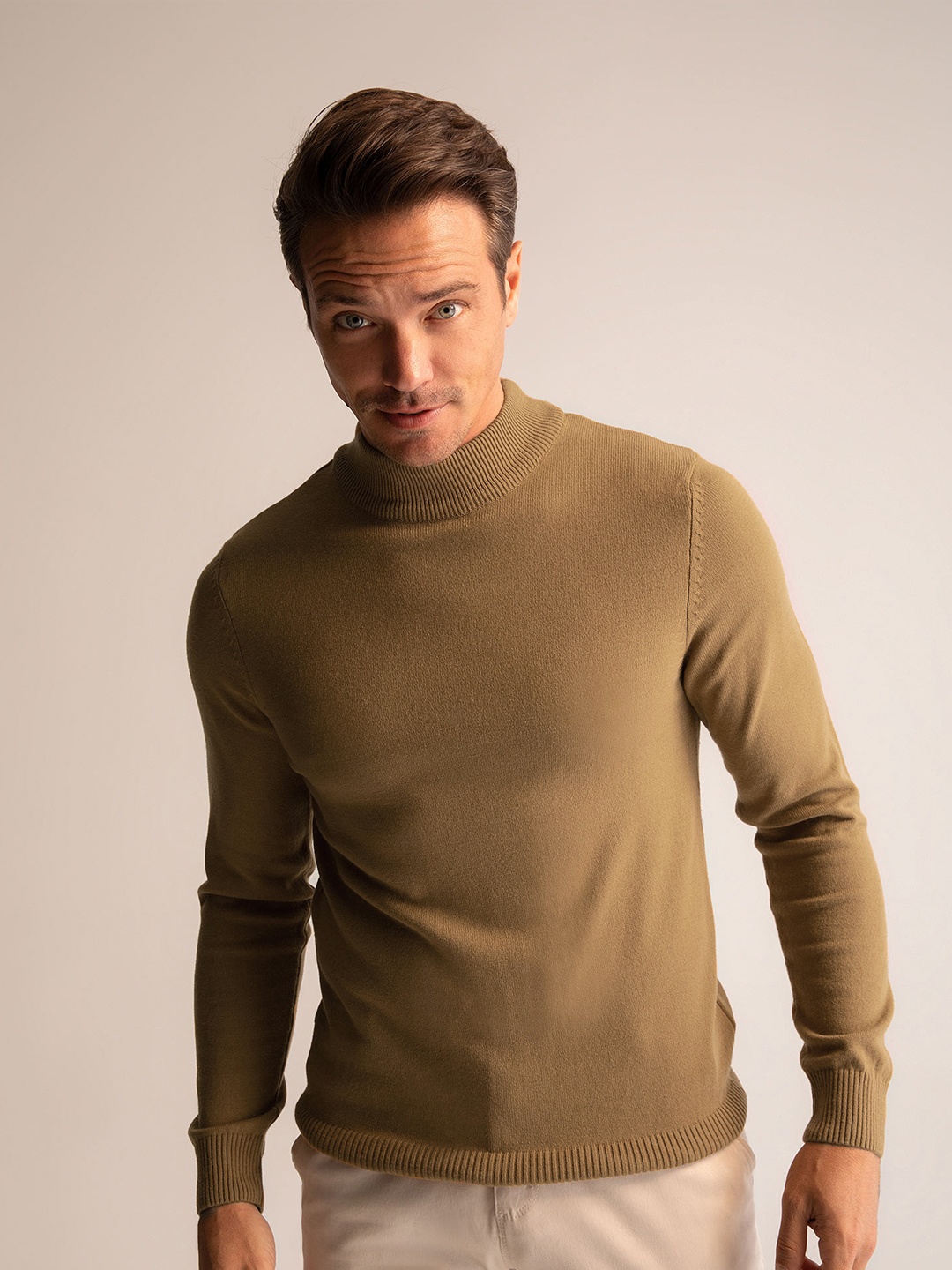 

DeFacto High Neck Ribbed Acrylic Pullover, Rust
