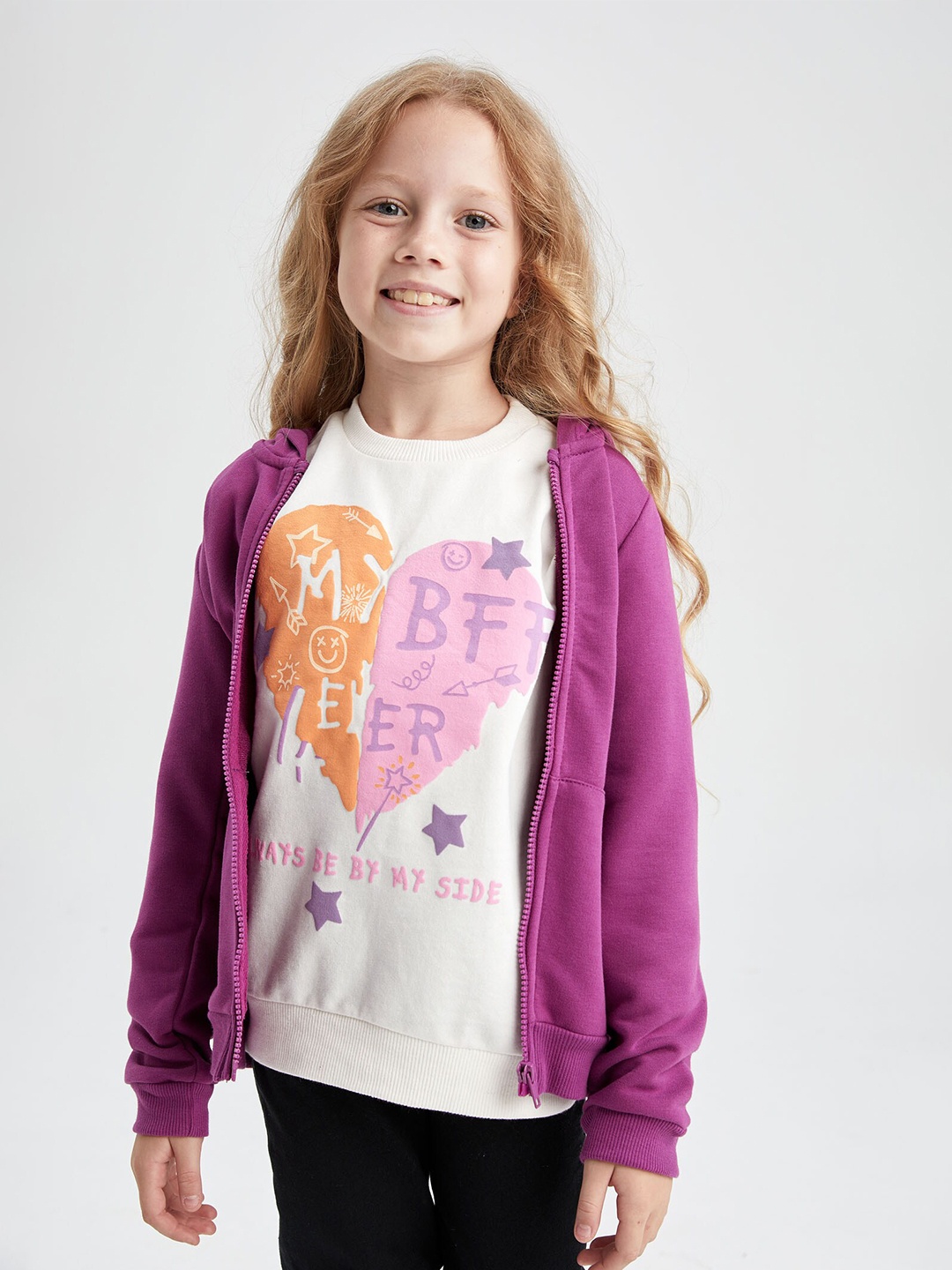 

DeFacto Girls Purple Hooded Cardigan