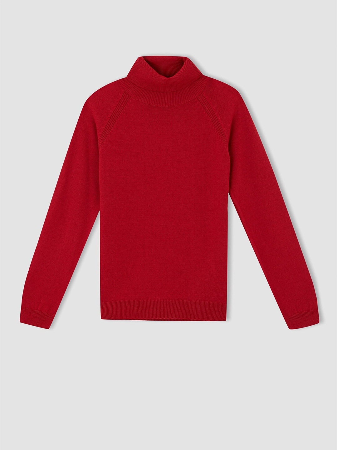 

DeFacto Girls Red Turtle Neck Solid Pullover