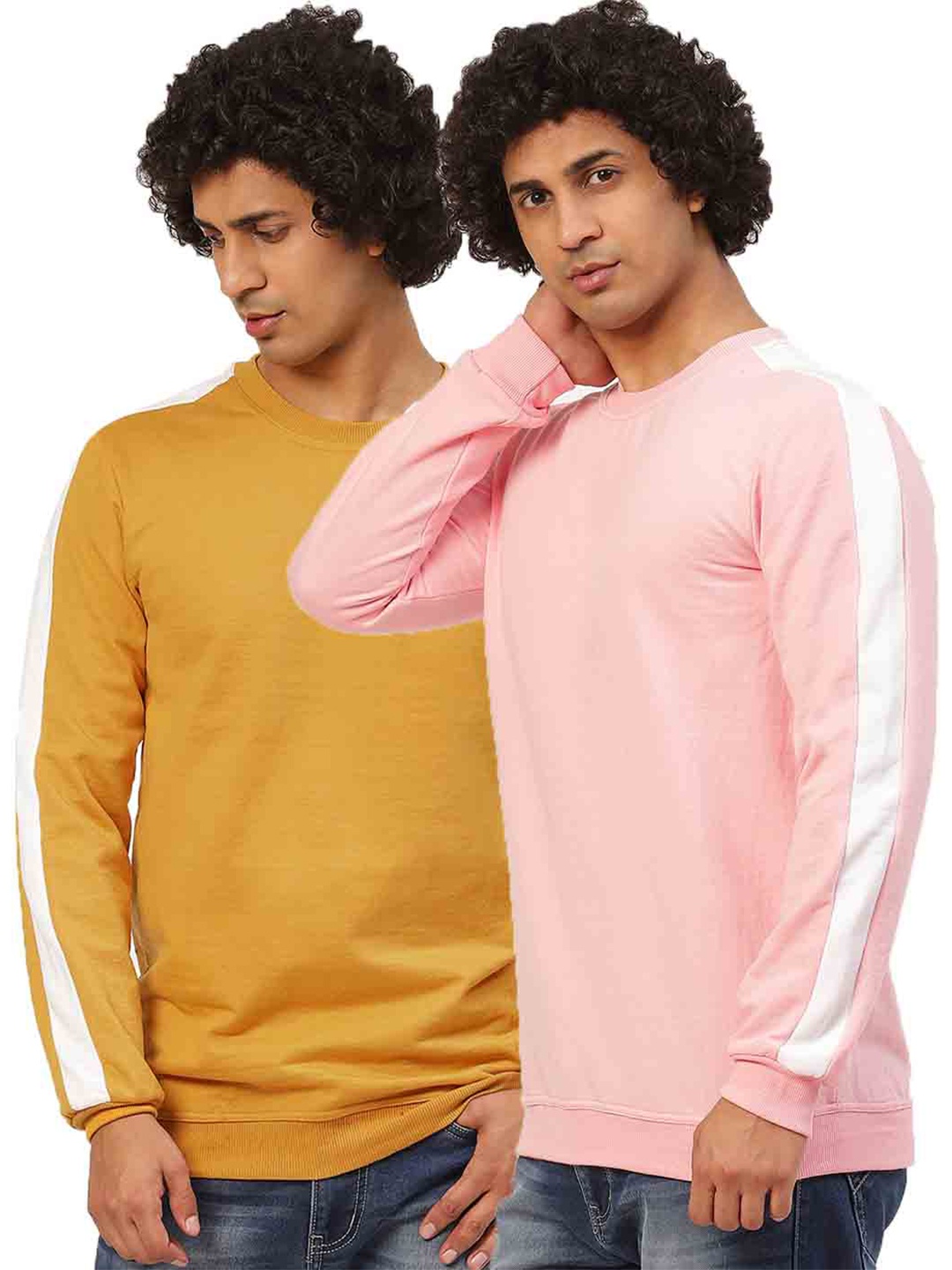 

Kushi Flyer Men Pack of 2 Peach & Mustard Yellow Sweatshirt