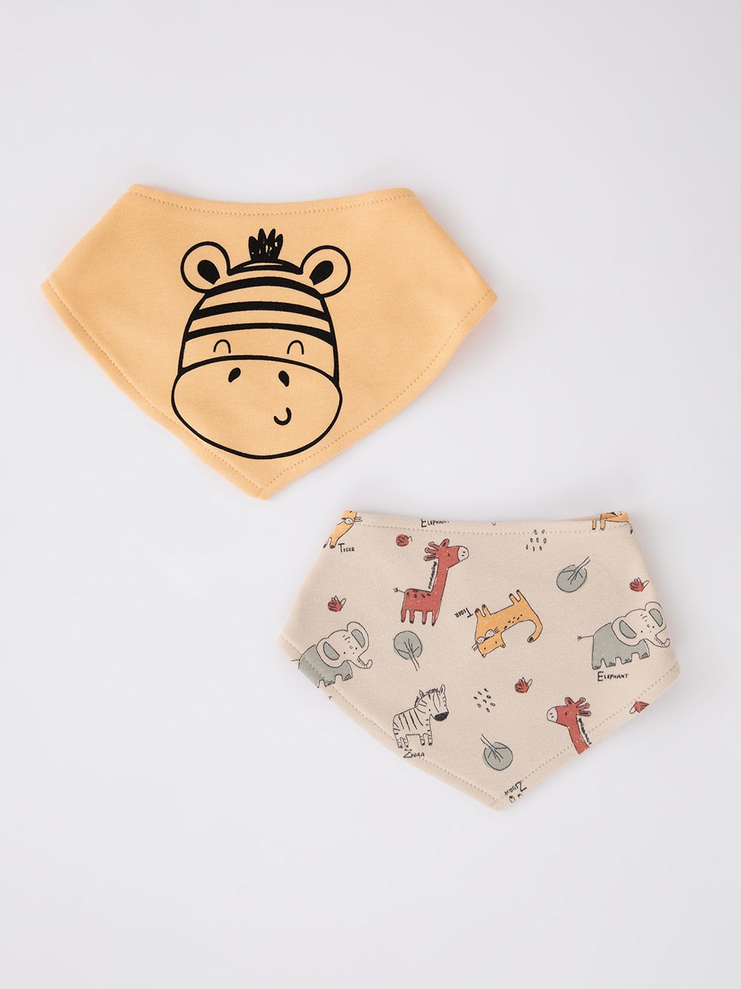 

DeFacto Boys Pack Of 2 Orange Printed Pure-Cotton Bibs