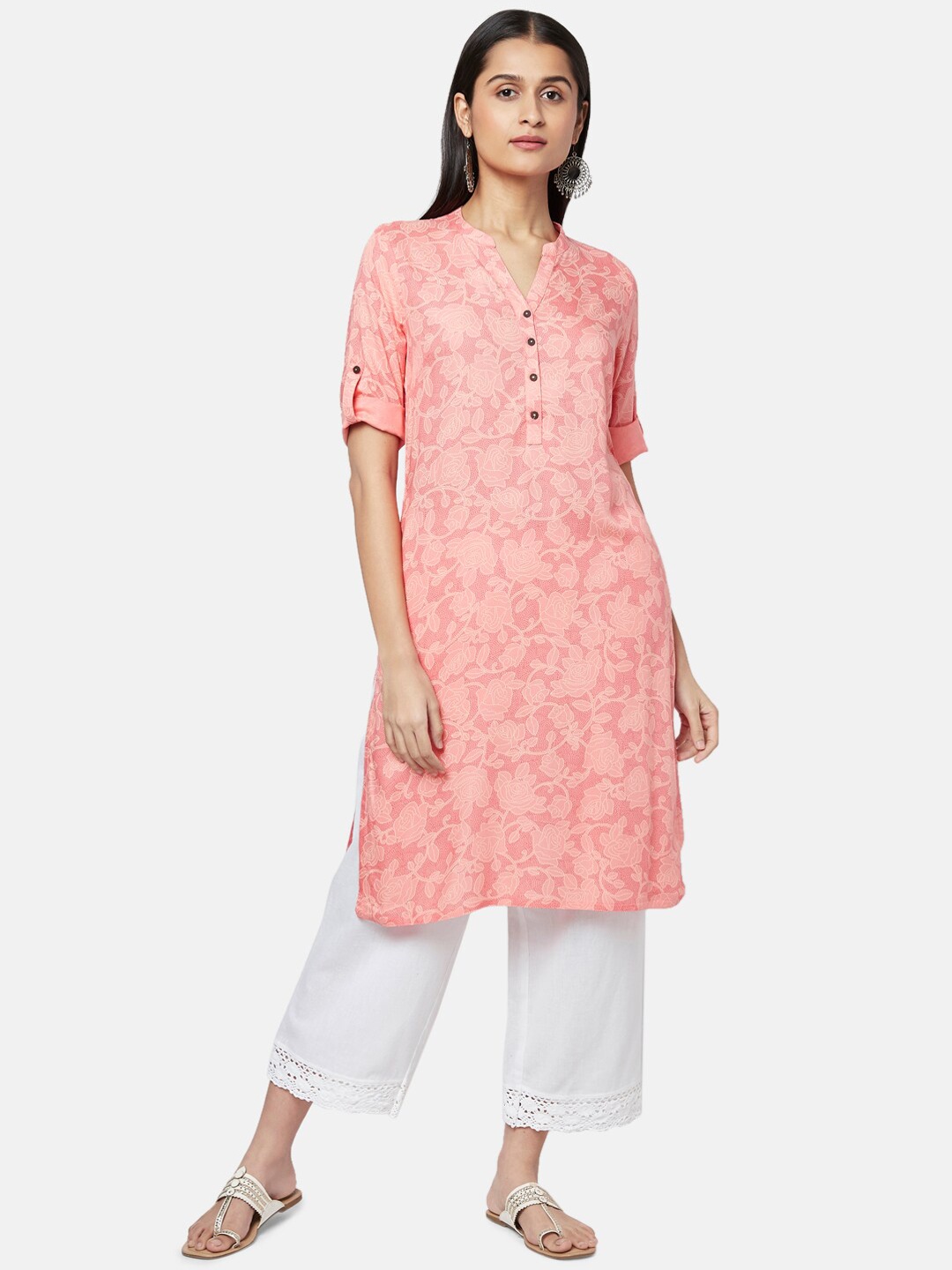 

RANGMANCH BY PANTALOONS Women Coral Floral Kurta