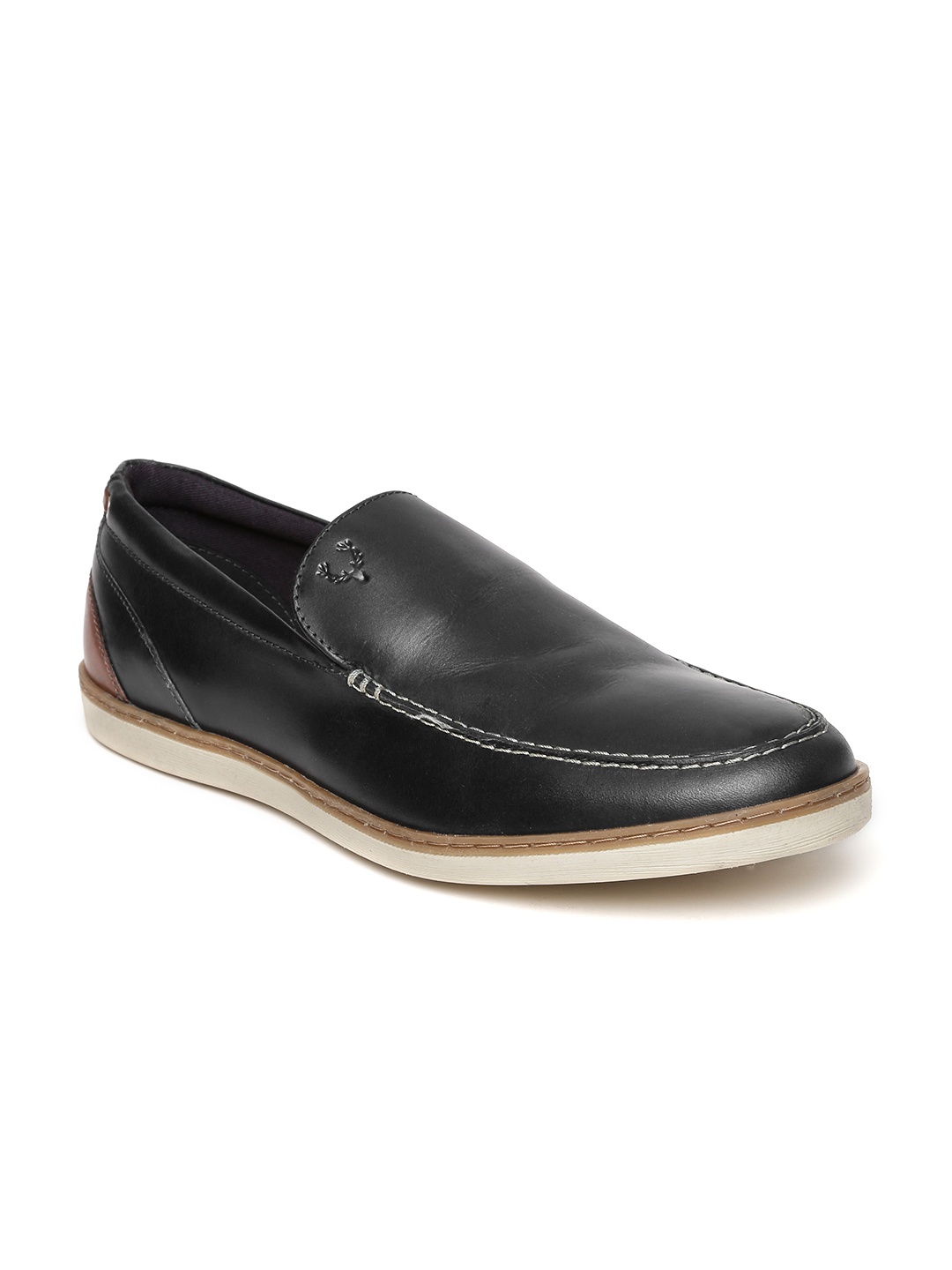 

Allen Solly Men Black Leather Slip-On Sneakers