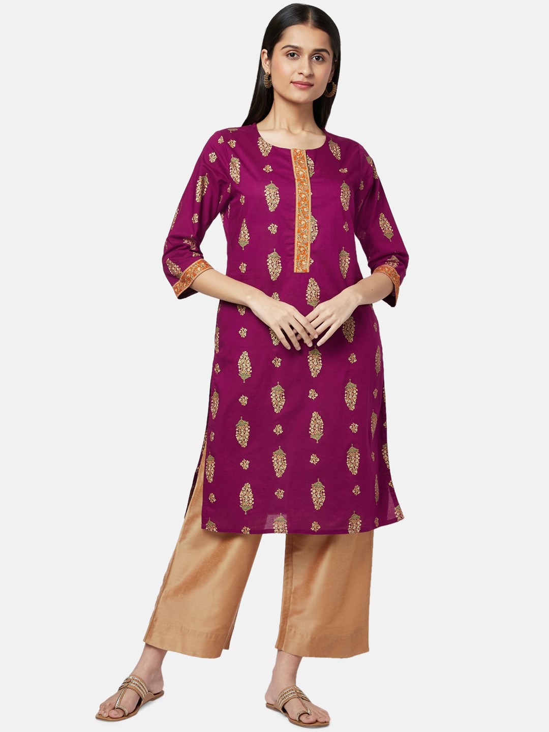 

RANGMANCH BY PANTALOONS Women Purple Ethnic Motifs Printed Kurta