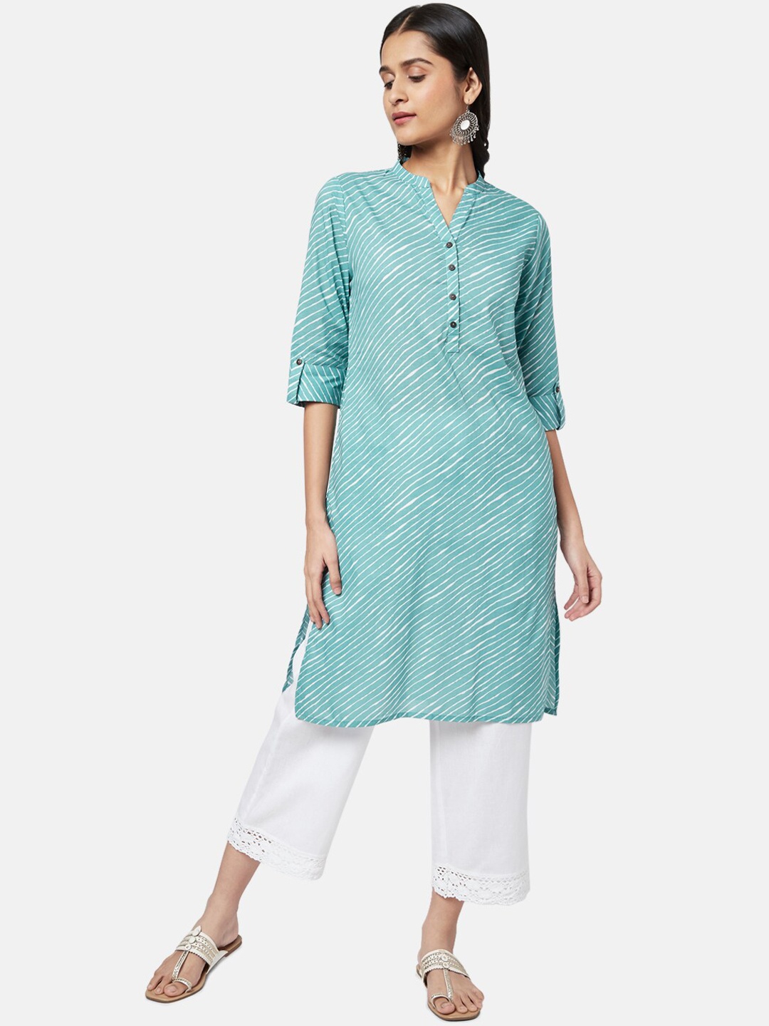 

RANGMANCH BY PANTALOONS Women Blue Leheriya Printed Kurta