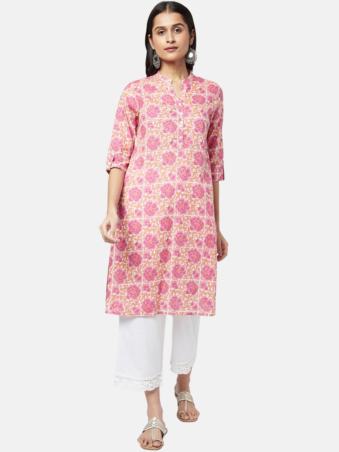 

RANGMANCH BY PANTALOONS Women Coral Floral Printed Kurta