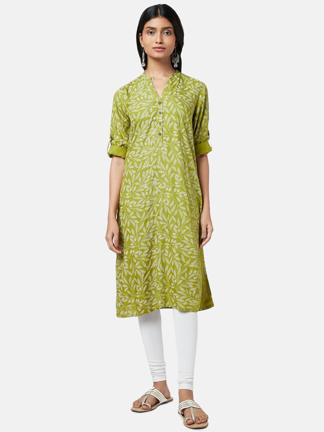 

RANGMANCH BY PANTALOONS Women Green Ethnic Motifs Printed Kurta