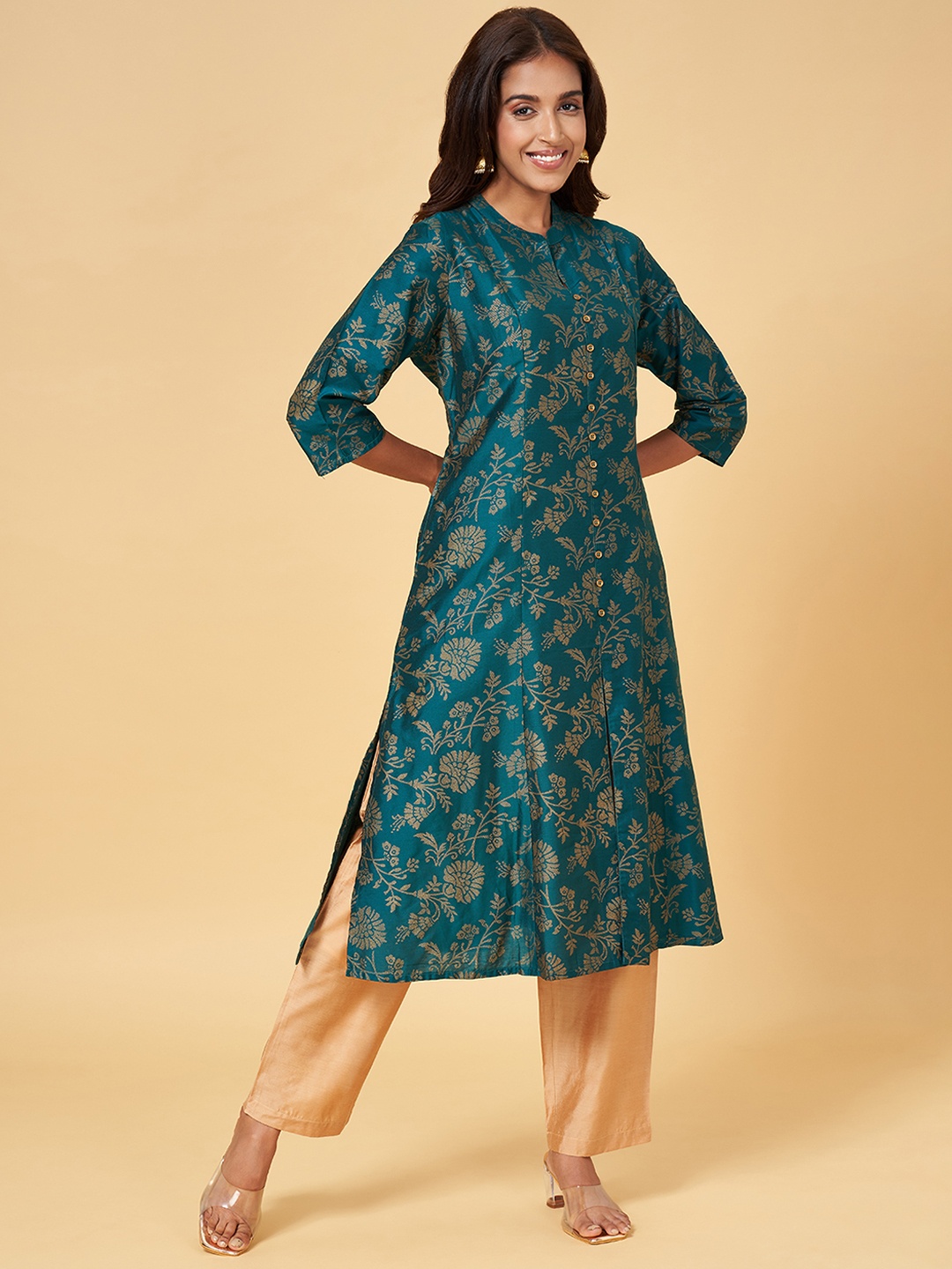 

RANGMANCH BY PANTALOONS Women Blue Ethnic Motifs Printed Kurta