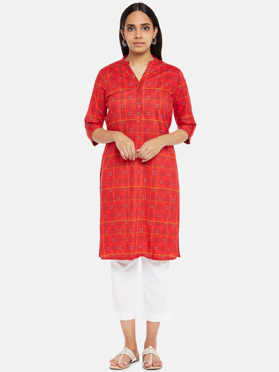

RANGMANCH BY PANTALOONS Women Red Ethnic Motifs Printed Kurta