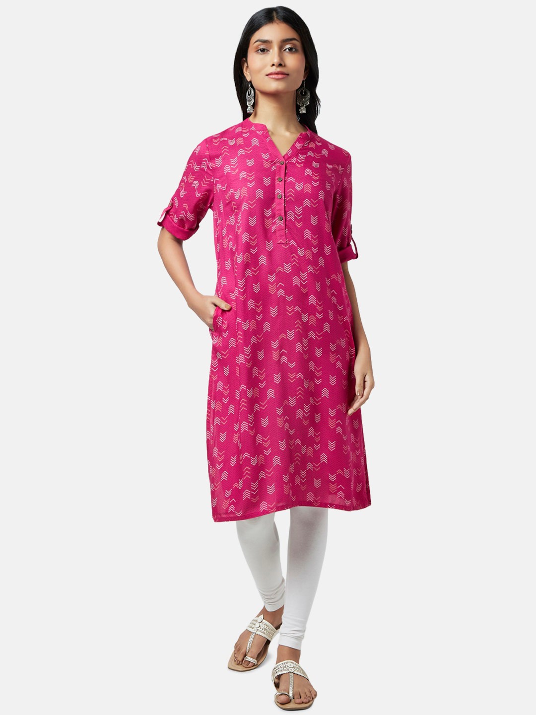 

RANGMANCH BY PANTALOONS Women Pink Ethnic Motifs Printed Kurta