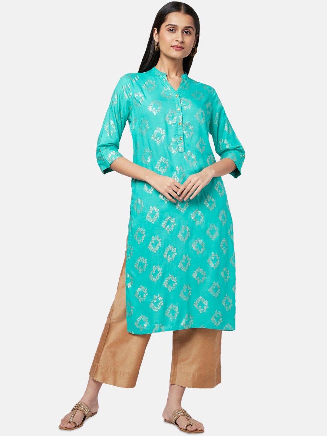 

RANGMANCH BY PANTALOONS Women Blue Ethnic Motifs Printed Kurta