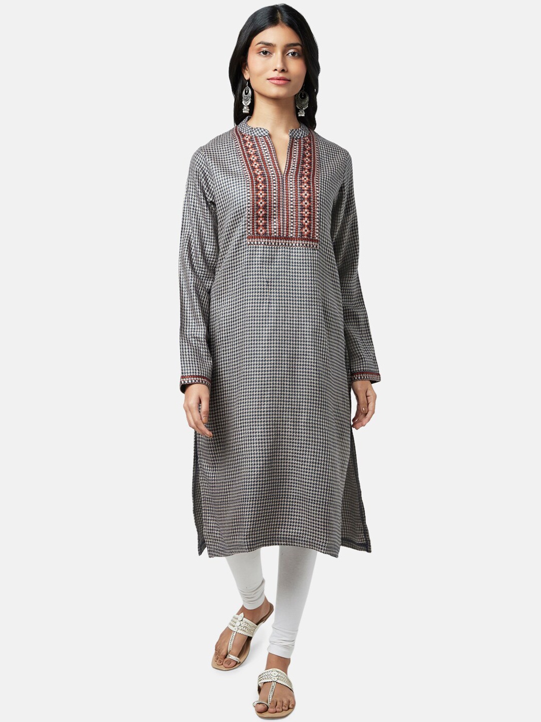 

RANGMANCH BY PANTALOONS Women Navy Blue Embroidered Thread Work Kurta