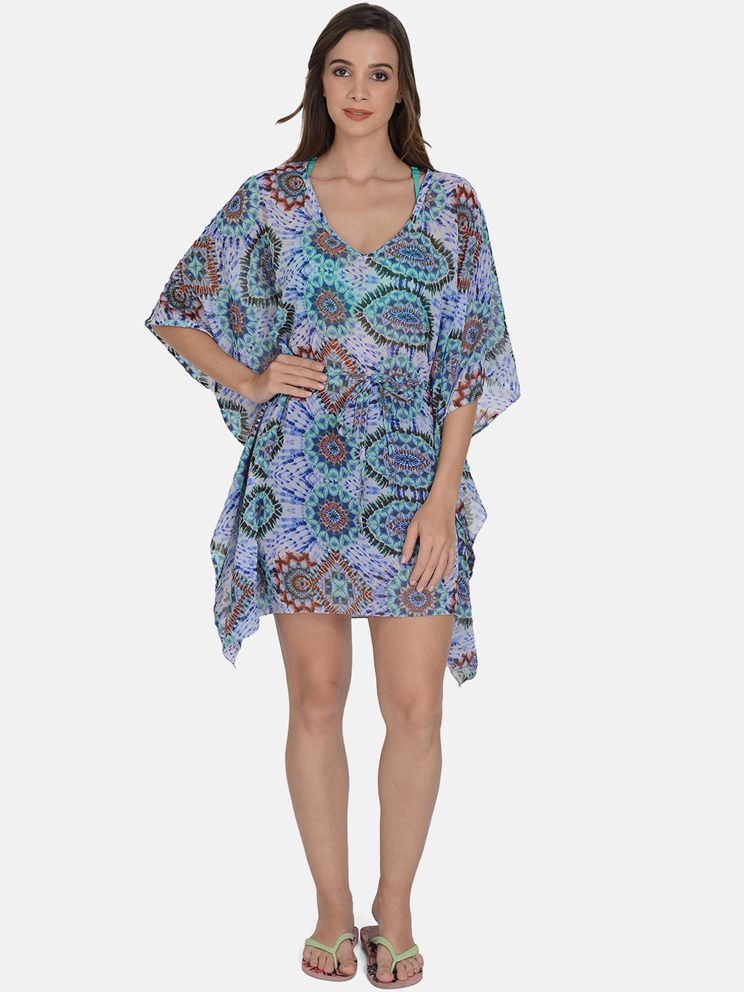 

mod & shy Women Printed Cover-Up Kaftan Dress, Blue