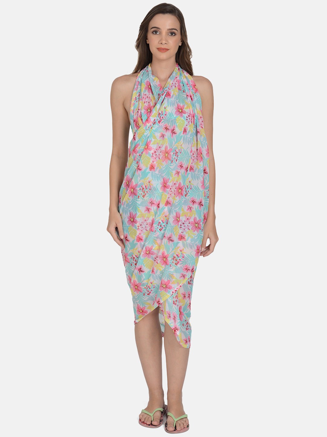 

mod & shy Women Blue & Pink Floral Printed Wrap-around Sarong